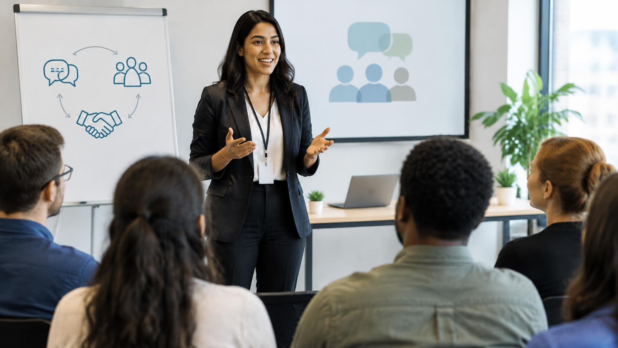 person presenting in front of audience